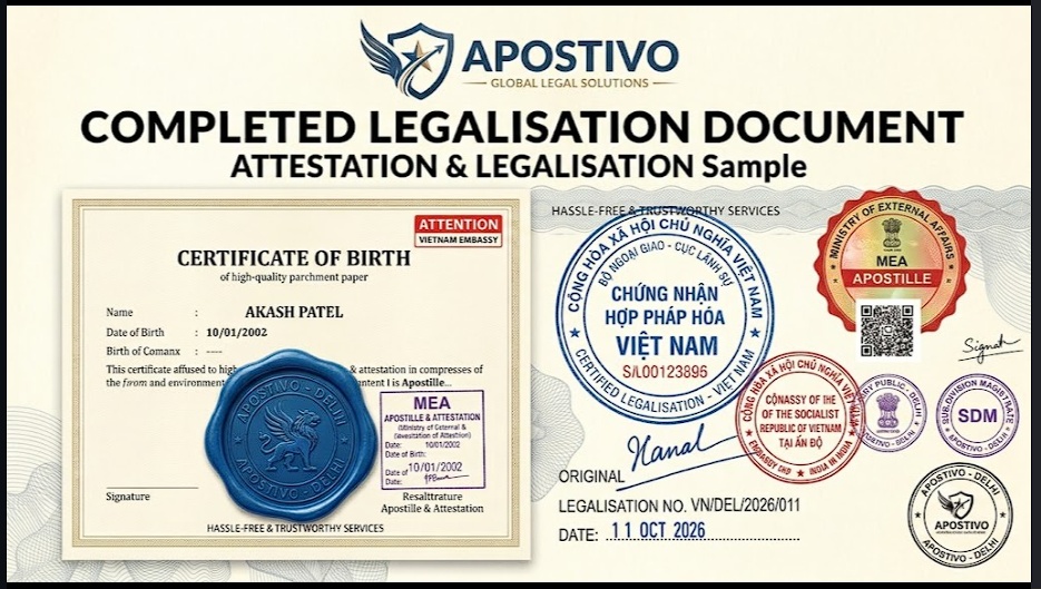 Completed Legalisation Sample - MEA Apostille