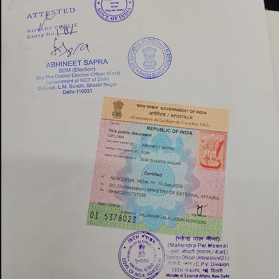MEA Apostille Official Stamping - Embassy Attestation